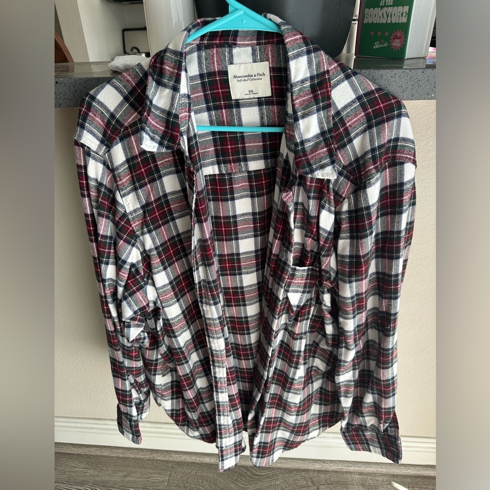 Abercrombie & Fitch Red and Green Plaid Flannel